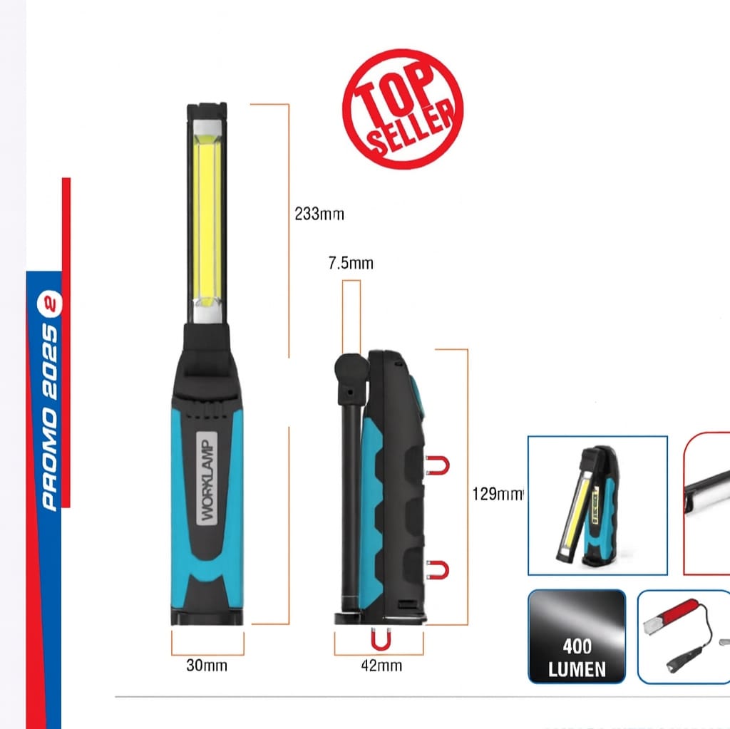 Lampada con Assi girevoli e Torcia - 400 LUMEN