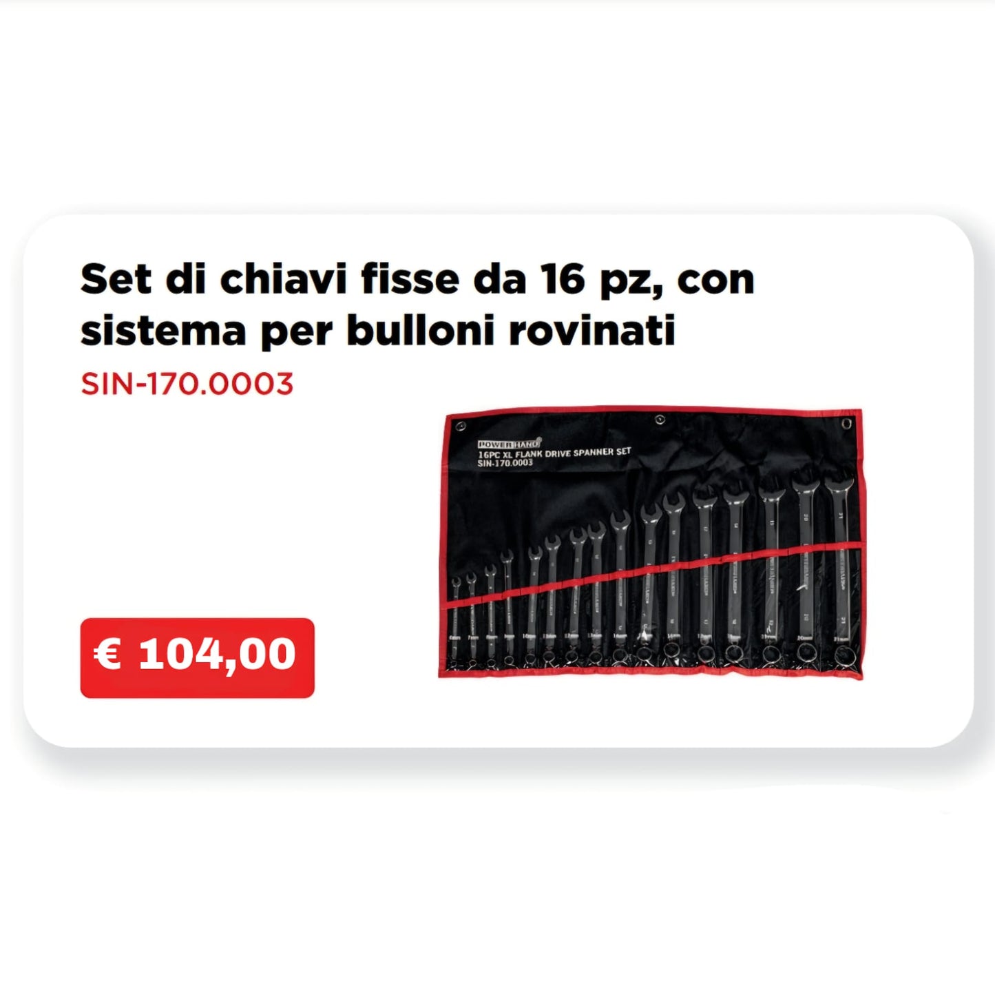 Set chiavi fisse - 16 pz, con sistema per bulloni rovinati