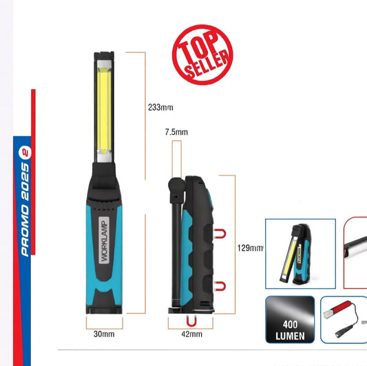 Lampada con Assi girevoli e Torcia - 400 LUMEN