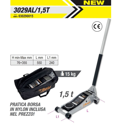 Sollevatore idraulico in ALLUMINIO, 1,5t - BETA